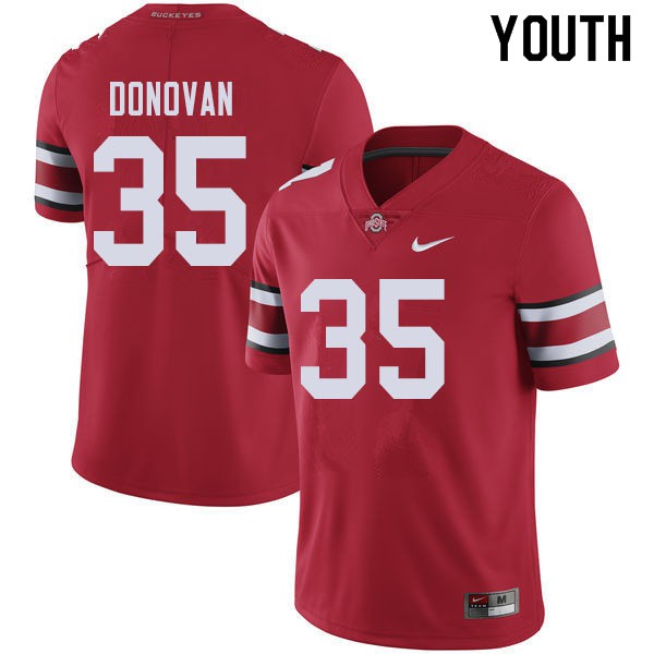 Ohio State Buckeyes #35 Luke Donovan Youth Stitched Jersey Red